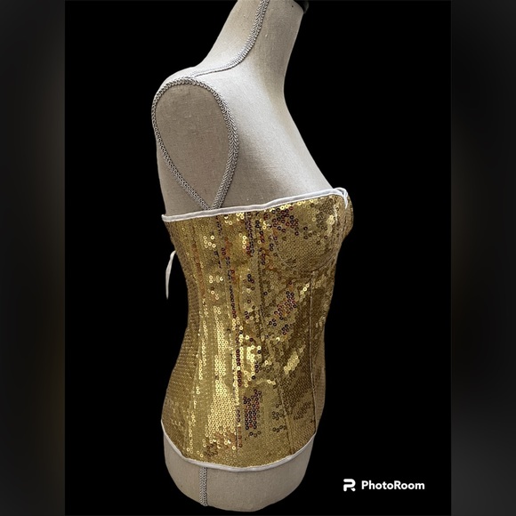 NWOT Women’s Gold Sequin Corset, size Medium - Picture 2 of 6